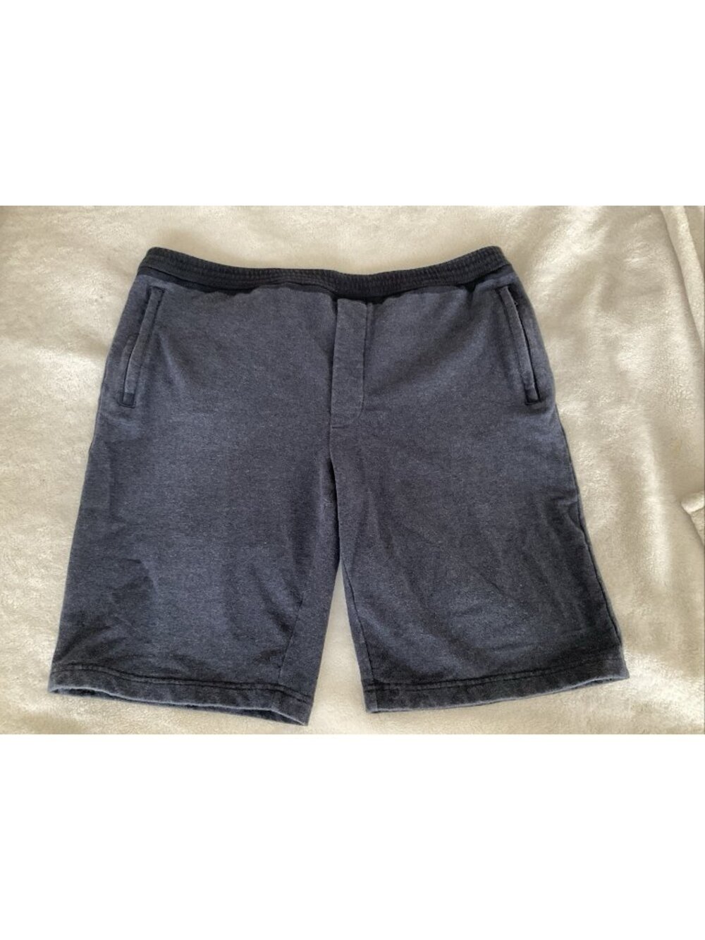 Elie Tahari Sz XL Mens Pull On Shorts Navy Blue 95% Cotton Zip Pockets Stretch